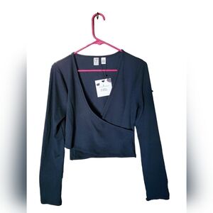 Love By Design NWT Women's Sophie LS Sculpt Rib Wrap Crop Top Size L